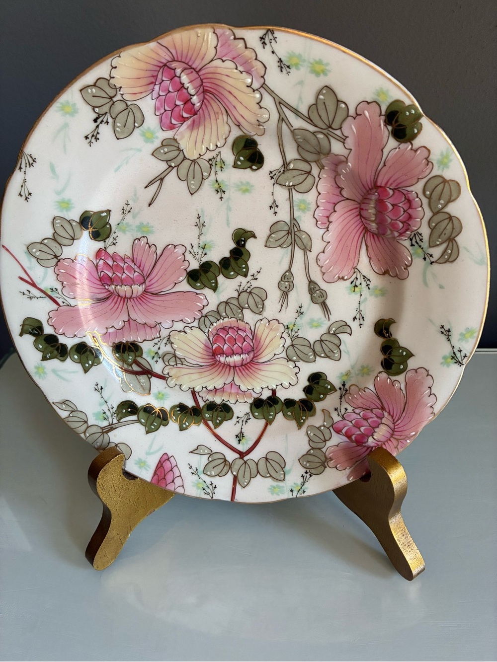 Antique Royal Vienna Beautiful Hand Painted Pink Floral Porcelain Plate